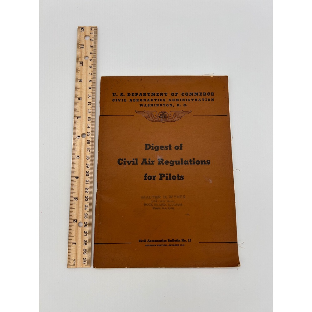 Vintage 1941 1943 Civil Pilot Training Manual & Air Regulations Bulletins 22 23